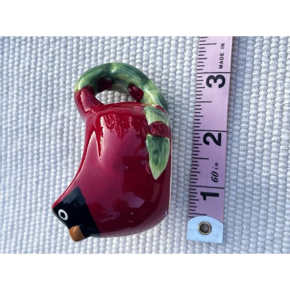 Cardinal Bird Toothpick Holder Ceramic Red Bird Kitchen Decor